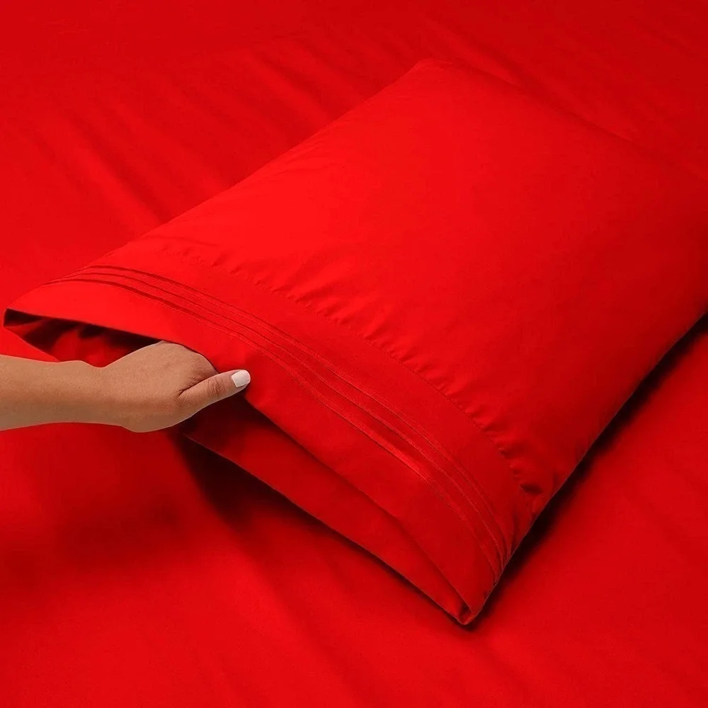 Nestl Deep Pocket Fitted & Flat‎ Sheet/ 2 Pillowcases King Size Orange New